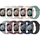 10 Pack Silicone Bands Compatible with Apple Watch 38mm 40mm 41mm 42mm 44mm 45mm 46mm 49mm Women Men, Soft Waterproof Replacement Wrist Sport Band for iWatch Series 11 10 9 8 7 6 5 4 3 2 1 SE Ultra