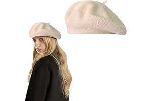 Lopsity Summer French Beret Hat Knitted Thin Beret Hat for Women Slouchy Loose Soft Solid Color