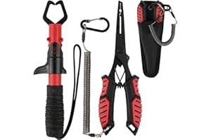 Fishing Pliers Fish Lip Gripper Fishing Tools Kit Muti-Function Saltwater Fishing Line Cutter Hook Remover with Sheath Lanyar