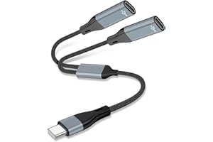 AZDDUR USB C Splitter & Headphone Adapter - 2 USB C Ports, OTG Compatible with iPad Pro, iPad Air, MacBook, iPhone, Galaxy S24/S23