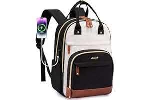 LOVEVOOK Backpack for Women, Fits 15.6 Inch Laptop Bag, School Backpacks, Fashion Travel Work Anti-theft Bag, Business Computer Waterproof College Backpack Purse, Beige-Black-Brown