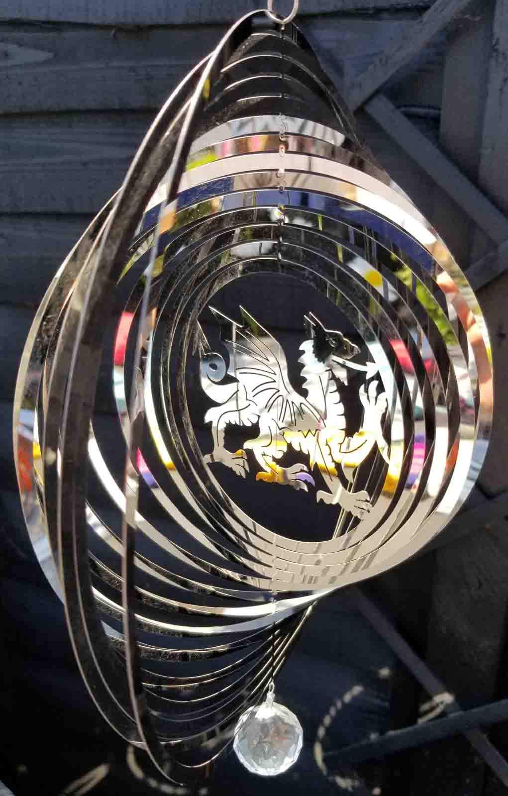 Stainless Steel Wind Spinner - 3D Mobile - Welsh Dragon Spinner