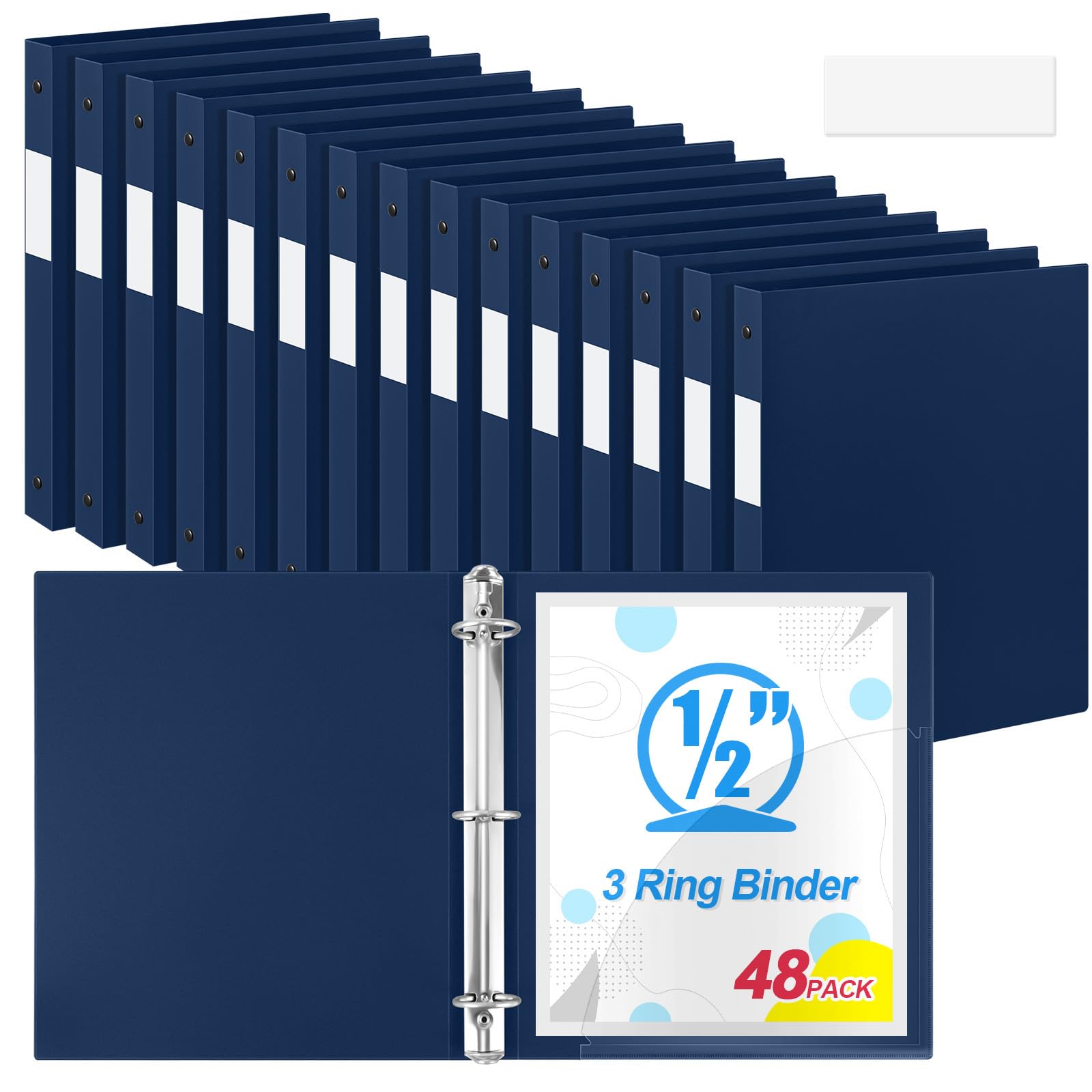 Photo 1 of Henoyso 48 Pcs 3 Ring Binder 0.5 Inch Round Fits Letter Size 8.5'' x 11'' Paper Plastic Flexible Binder Bulk Holds 140 Sheets with 1 Pockets Versatile Organizer for Home Office School (Navy Blue)