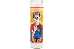 Frida Kahlo Secular Saint Candle - 8.5 Inch Tall Glass Prayer Votive - Made in The USA