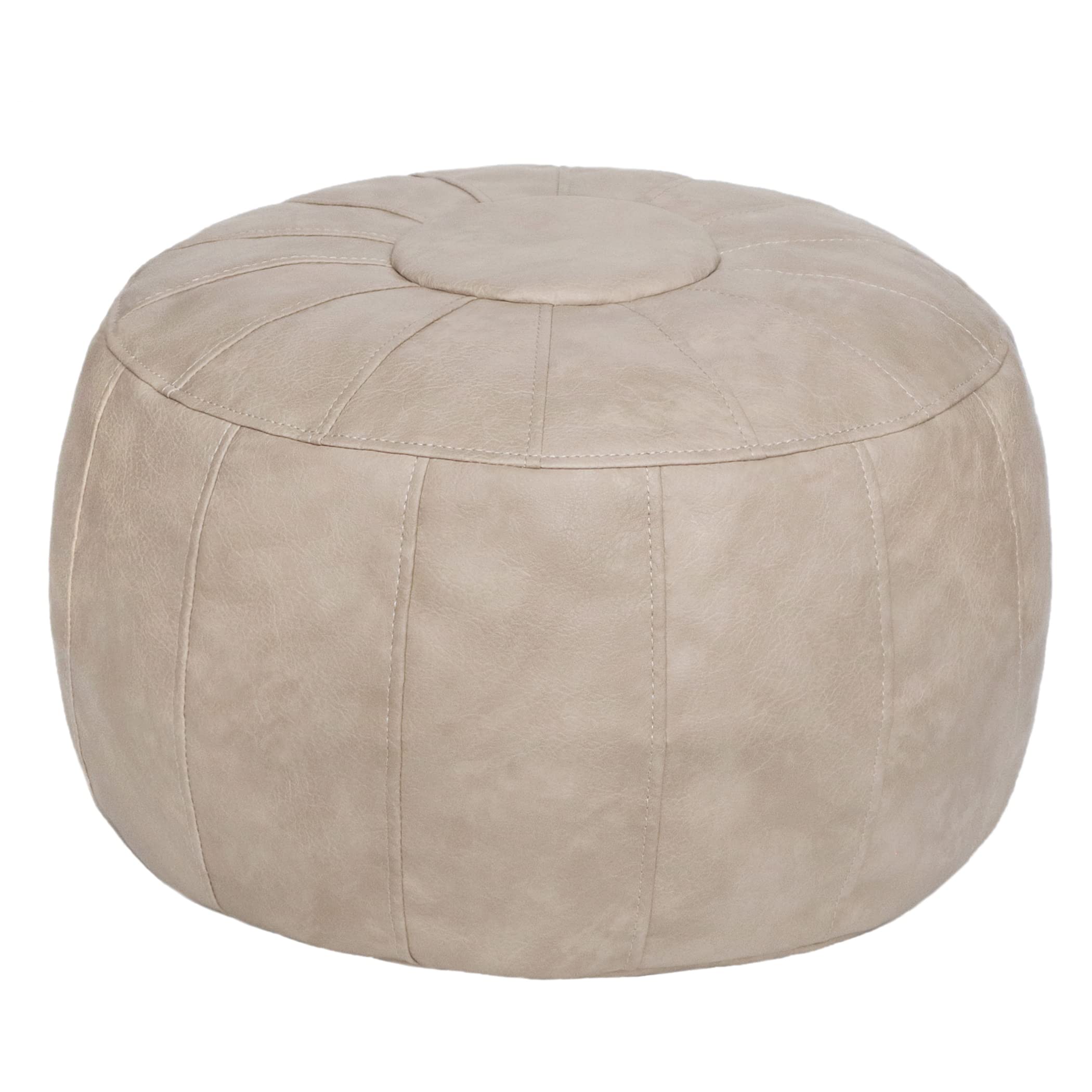 Photo 1 of Thgonwid Unstuffed Moroccan Storage Pouf Foot Stool Ottoman Seat Handmade Faux Leather Bean Bag Floor Chair Foot Rest for Living Room, Bedroom or Balcony (Mushroom)