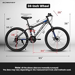 Ecarpat 24 Inch Mountain Bike, Dual Full Suspension