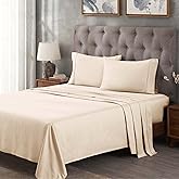 Superior Egyptian Cotton 300 Thread Count Bed Sheet Set, 2 Elastic Deep Pocket Fitted Sheets, 1 Flat Sheet, 2 Pillowcases, Daily Soft Sheets, Luxury, Plush, Home Essentials, Split King, Ivory