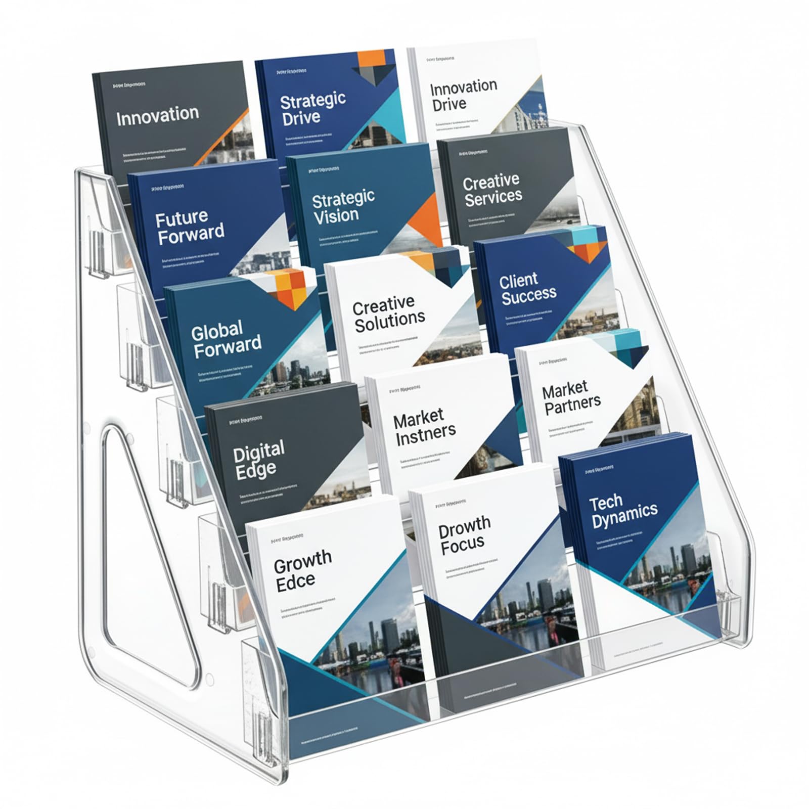 Photo 1 of GYSLEOT 5-Tier Clear Acrylic Brochure Holder, Countertop Pamphlet Display Stand & Literature Organizer, Transparent Tiered Desk Rack for Flyers, Booklets, Greeting Cards,Easy Tool-Free Assembly