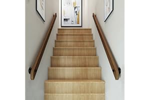 Wood Handrails for Stairs Interior, Stair Railings/Handrail - Safety Banister with Wall Brackets - Stair Rail Hand Rails Rail