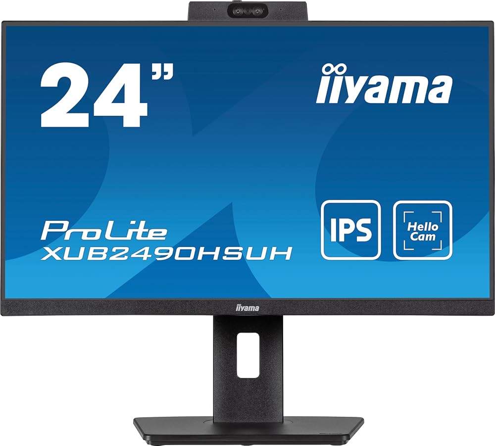 iiyama 24 ETE IPS Monitor 1080p Webcam Adjustable Stand 4ms HDMI DP FreeSync
