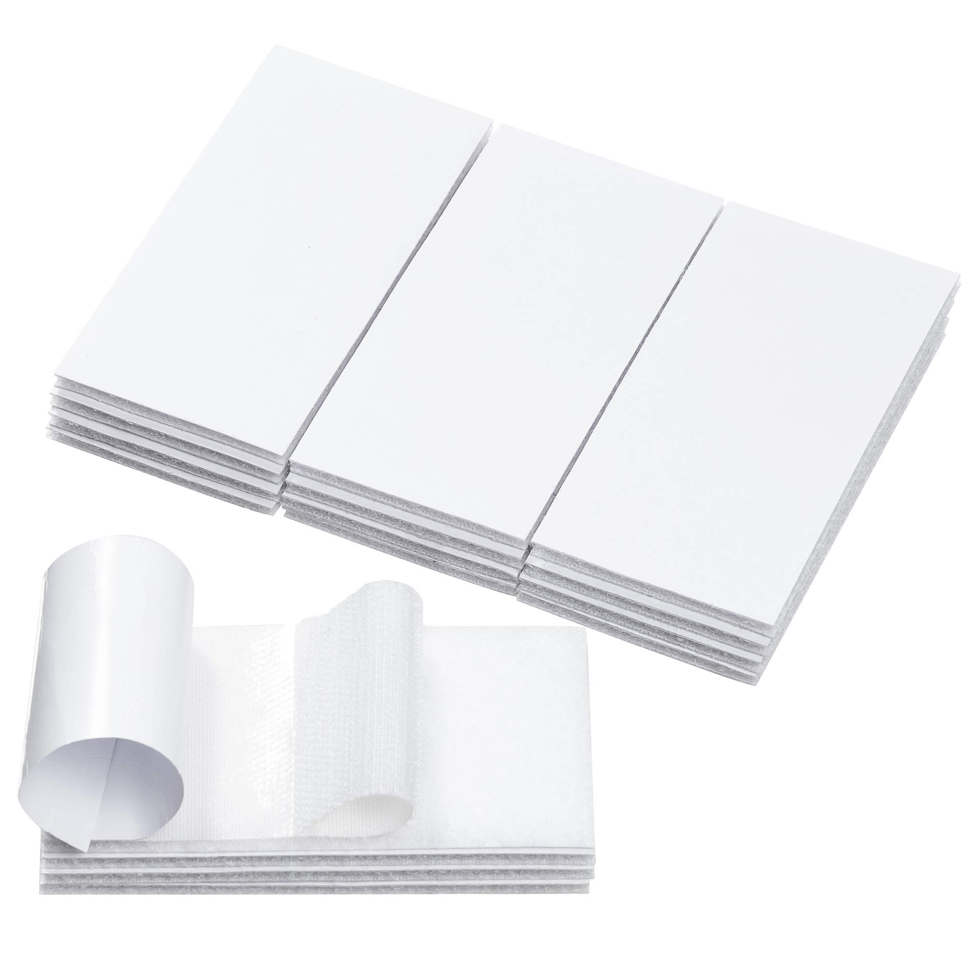 BRAVESHINE 12 Pack Industrial Strength Sticky Pads Heavy Duty, Hook and Loop Strip Tape, Extra Strong Double Sided Sticky Pads for Home, Office, School and Workshop Use (White, 50x100mm)