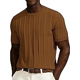 PJ PAUL JONES Men T-Shirts Crewneck Tee Shirt Ribbed Knit Tee Short Sleeve Texture T Shirt