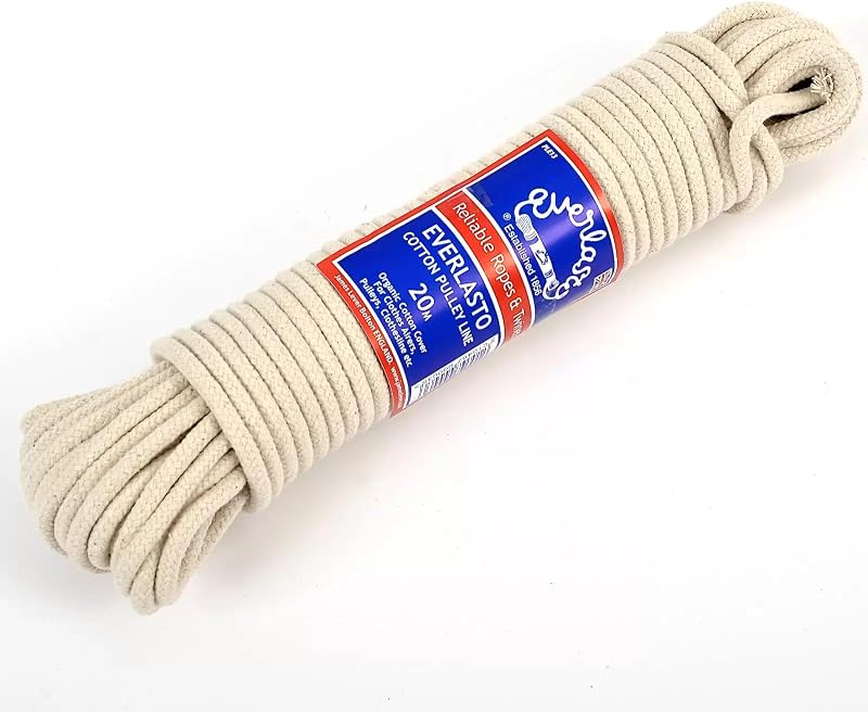 EVERLASTO Natural Cotton Pulley Line 5.5mm 20M - Durable & Strong