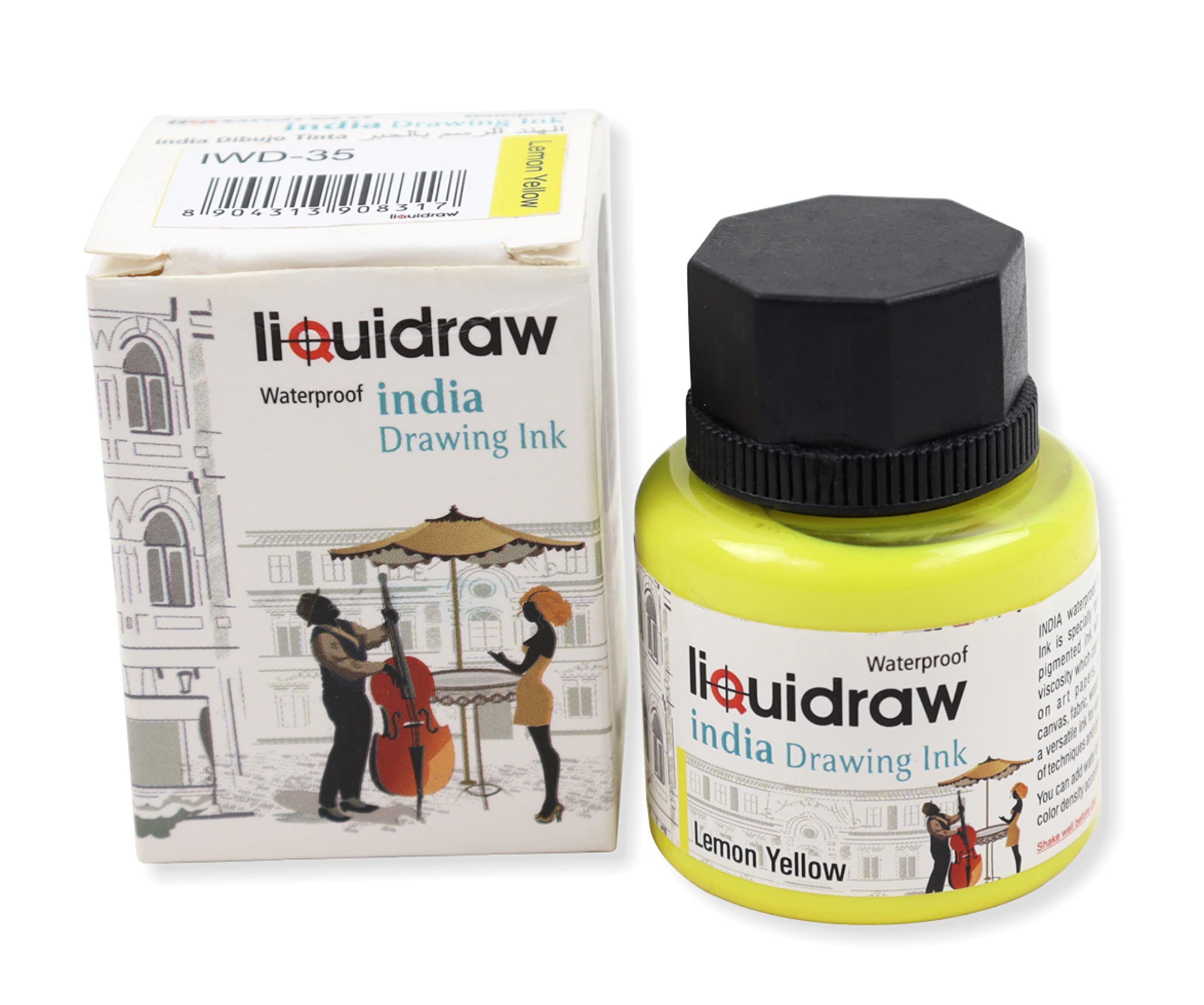 Liquidraw Coloured Drawing Ink India Ink, Waterproof 20 Assorted Colours, 35ml Indian Inks for Artists (Lemon Yellow)