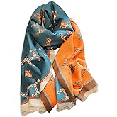 LumiSyne Winter Scarf Cashmere Shawl Women Retro Horse Letter Pattern Warm Pashmina Scarves With Tassel Soft Long Wrap Stole