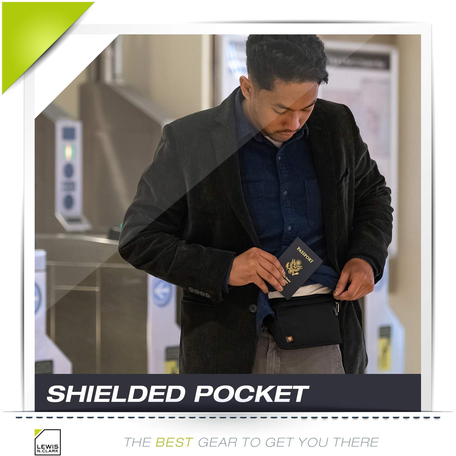 Lewis N. Clark RFID Blocking Money Belt Travel Pouch Waist Stash + Credit Card, Id, Passport Holder for Women & Men