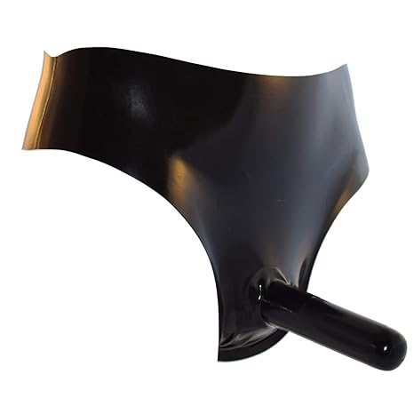 Rubberfashion Latex Slip, Latexslip kurze Hotpanty mit Präservativ, Ausbuchtung hochgeschnitten und veredelter Oberfläche nic