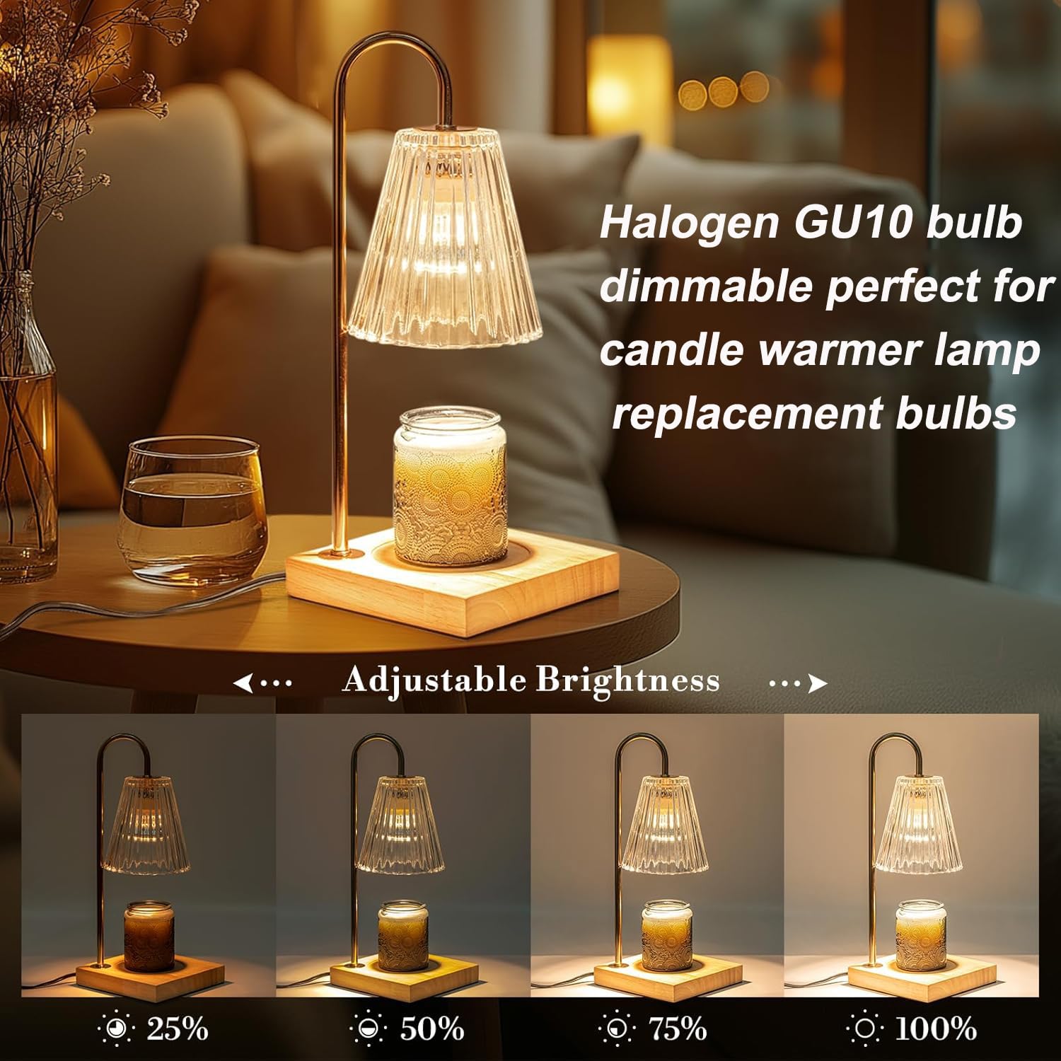 Vinaco GU10 Halogen Bulb Dimmable, GU10+c 110V 50W Candle Warmer Lamp Replacement, MR16 GU 10 50W Halogen Bulb 120V, 50 W MR16 with Glass Cover for Track&Recessed Lighting, 2800K Warm White, 6 Pack