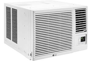 LG 7,600 BTU Window Air Conditioner with Heat, 115V, Cools 330 Sq.Ft. for Bedroom, Living Room, Apartment, with Remote, 2 Speeds, Slide In-Out Chassis, 24-hour Timer, White