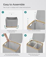 SONGMICS 130L 2-Section Laundry Hamper with Lid Dove Grey LCB513G01 view 8