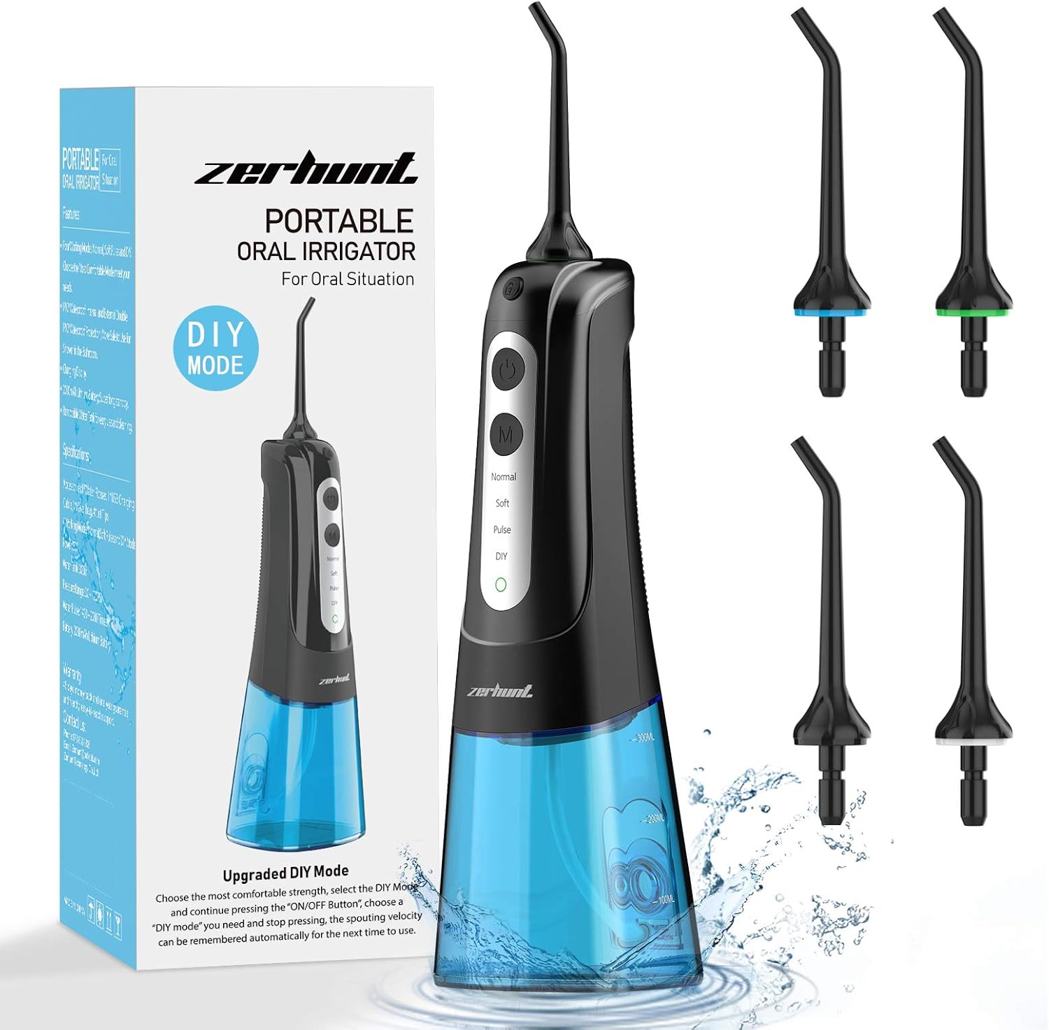 Water Flosser Teeth Cleaner, Cordless Dental Oral Irrigator with DIY Mode, Rechargeable Water Flosser for Braces, Bridges, Implants Care, IPX7 Waterproof with 4 Interchangeable Jet Tips: Health & Personal Care