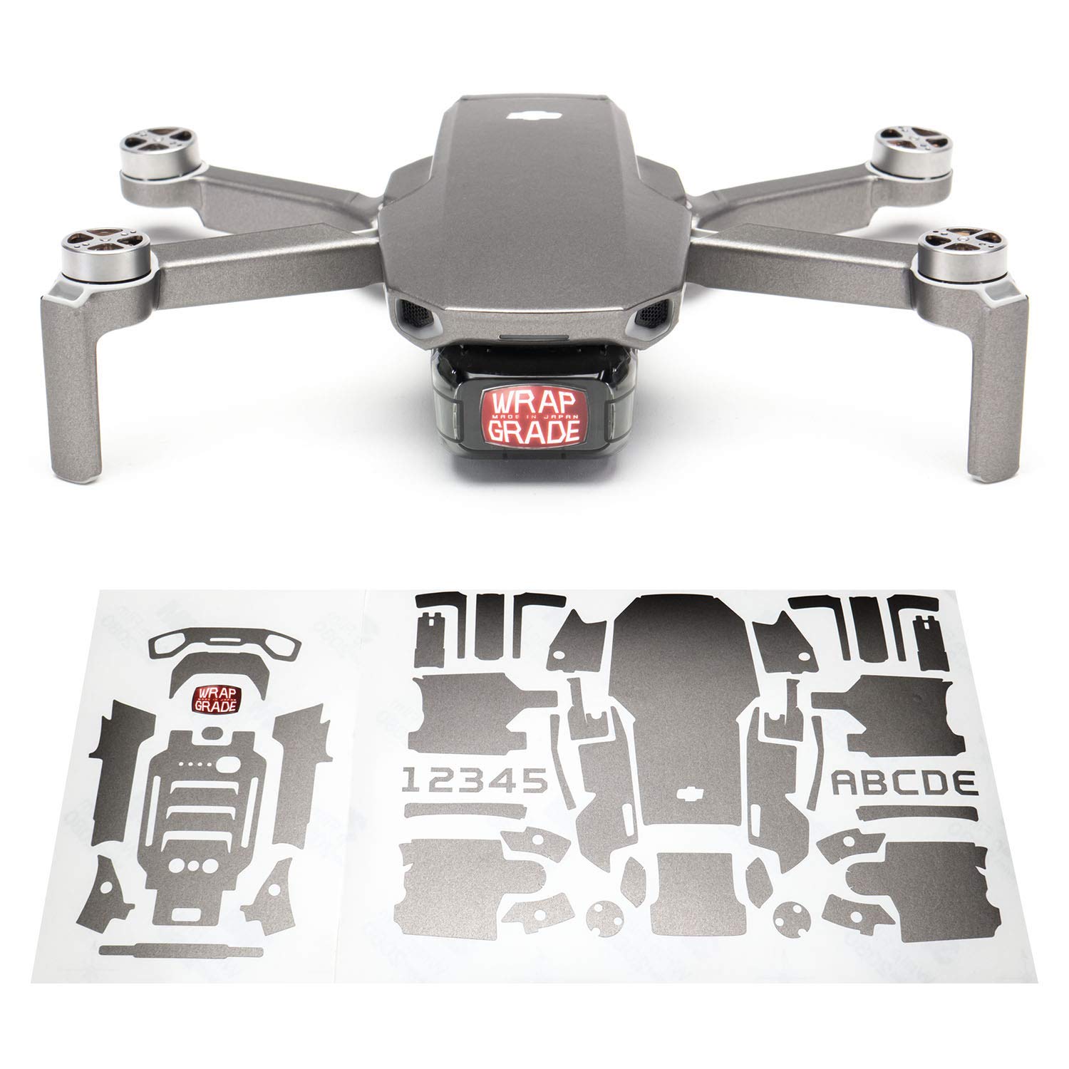 Wrapgrade Skin Sticker Set Compatible with DJI Mini 2 (TITANIUM)