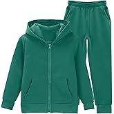 KIDMAU Girls Boys 2 Piece Tracksuit Athletic Sweatsuit Zip Up Hoodie Sweatshirt and Jogger Pants with Pocket Kids Sport Set