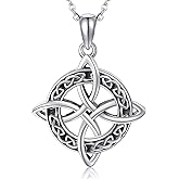 YAFEINI Witches Knot Necklace Sterling Silver Irish Celtic Witch Knot Pendant Necklace Jewelry Gift for Women Men