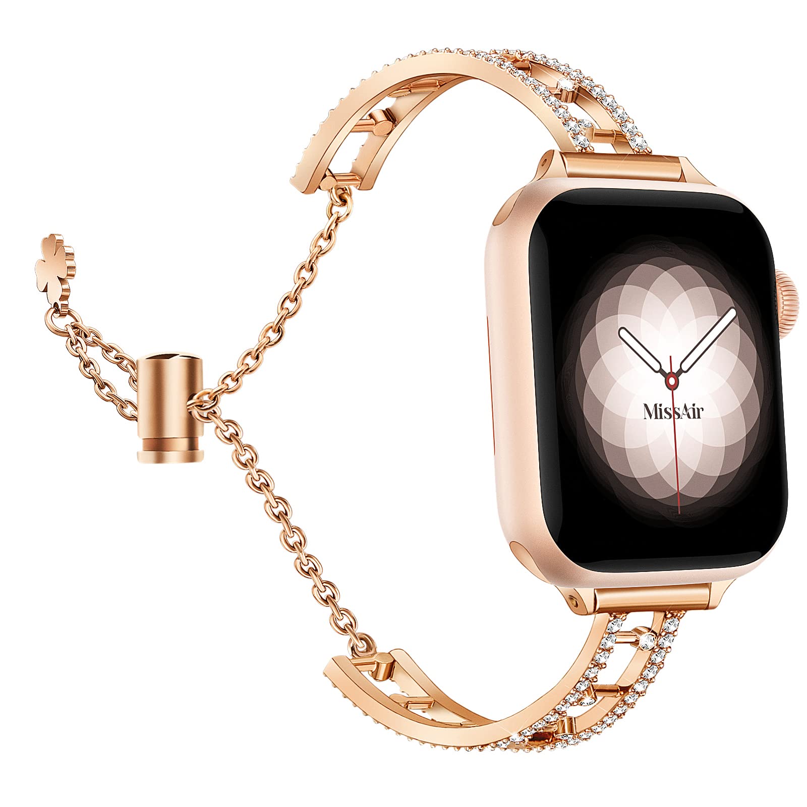 Missair Compatible for Apple Watch Straps 38mm 40mm 41mm 42mm 44mm 45mm 46mm 49mm, Women Girl Bling Diamond Jewelry Dressy Metal Band Shiny Bracelet Wristband for iWatch SE 11 10 9 8 7 6 5 4