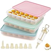 3pcs Deviled Egg Containers with Lid 8Pcs Deviled Egg Injector Piping Tool | Egg Organizer for Refrigerator,Fridge Stackable Countertop Portable Egg Platter (pink,blue,green)