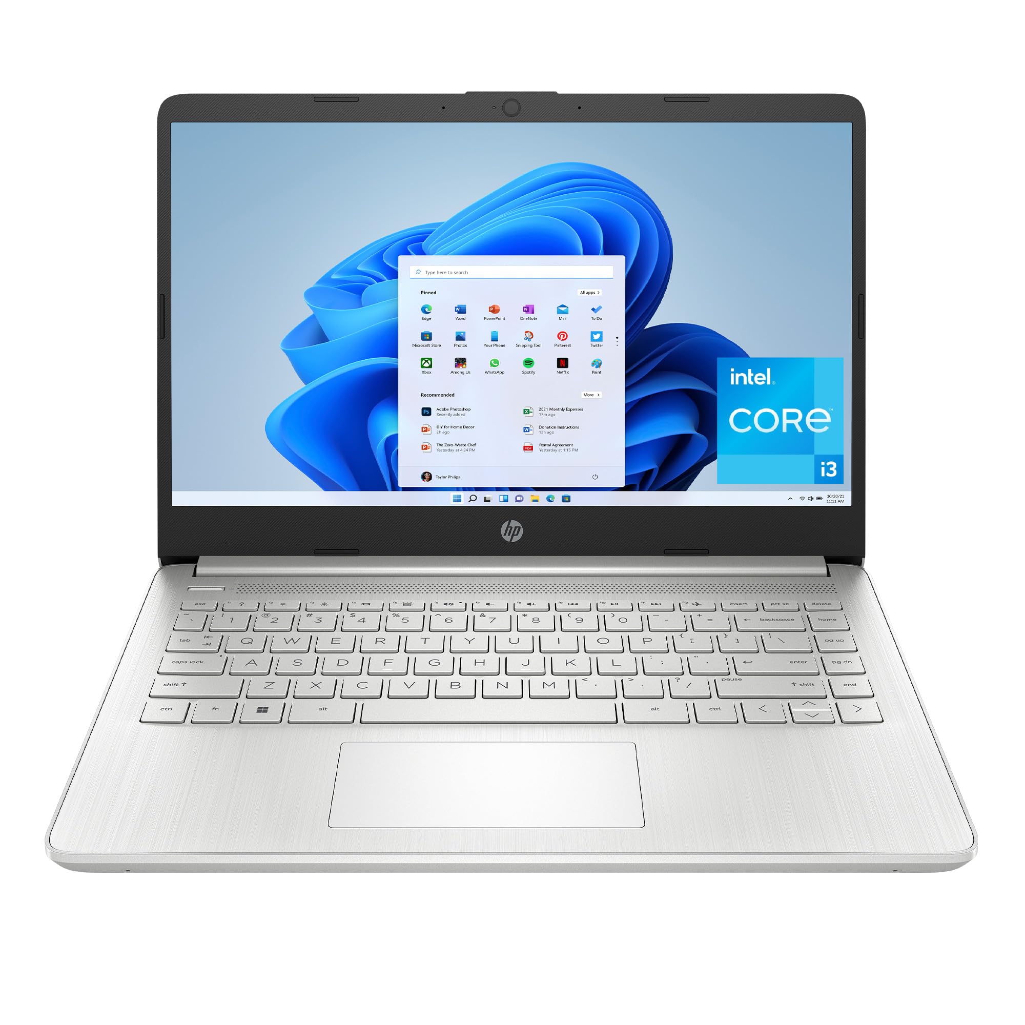 HP 14 inch Laptop, HD Display, Intel Core i3-1215U, 8 GB RAM, 256 GB SSD, Intel UHD Graphics, Windows 11 Home in S Mode, Natural Silver, 14-dq5009nr