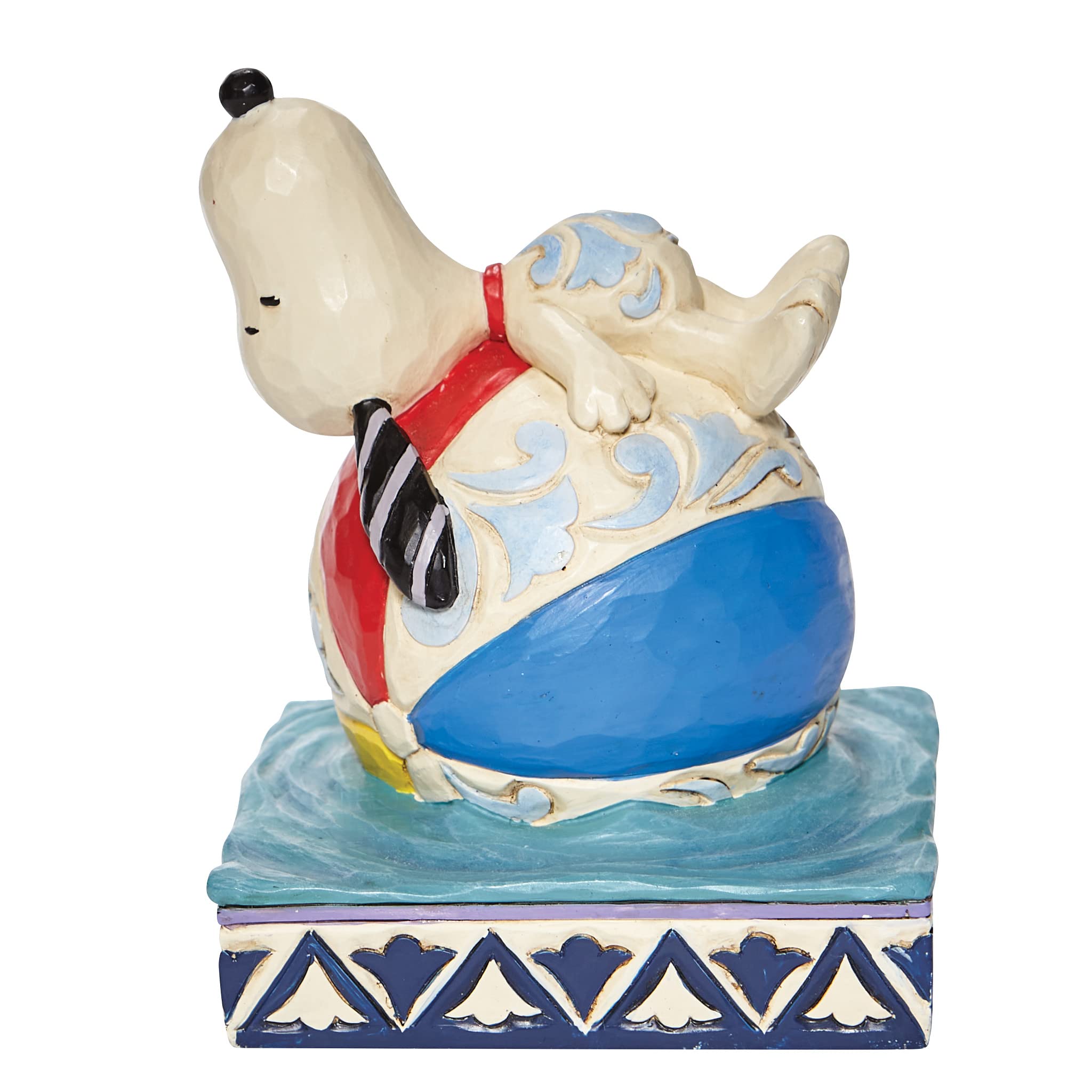 Enesco Peanuts by Jim Shore Snoopy Lounging on a Beach Ball Figurine, 4.625 Inch, Multicolor