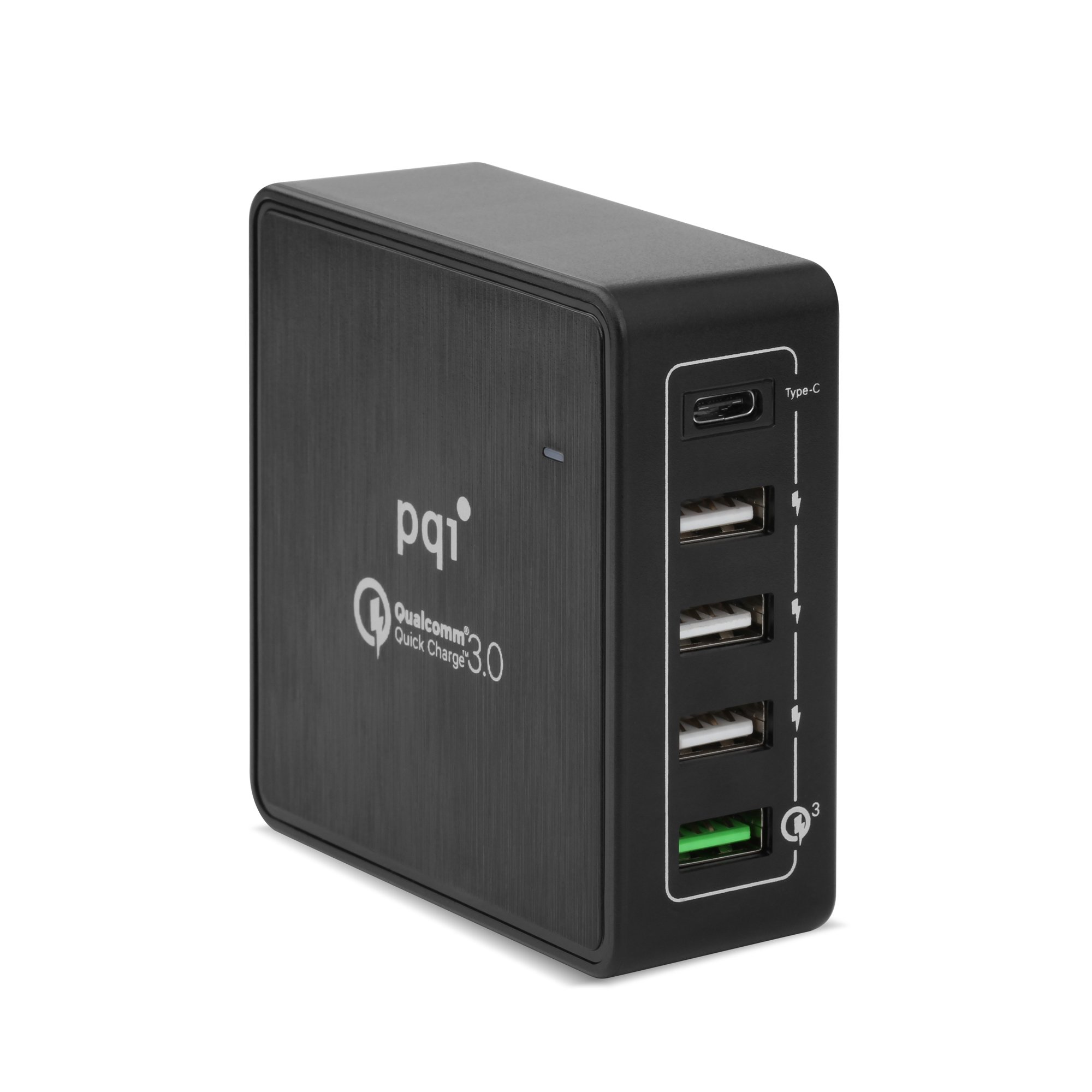 Multiple USB Wall Charger, PQI i-Charger 40W 5-Port Quick Charge 3.0 & Type C with Charging Station for Apple iPhone, iPad, HTC, Samsung Galaxy S7/S6/Edge, LG G5