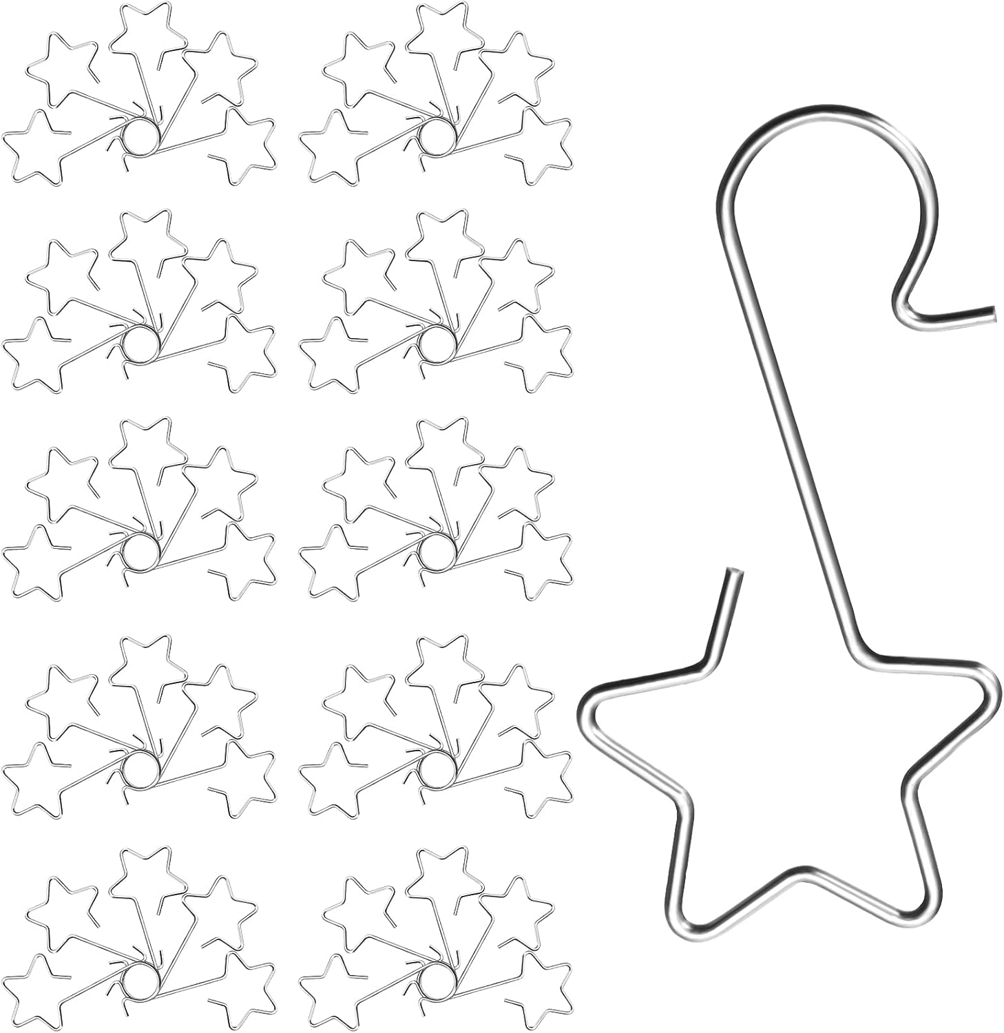 Ornament Hooks - Hotop 100 Pieces Christmas Ornaments Hooks Stainless Steel Star Shaped Hangers Christmas Tree Hooks for Xmas Party Christmas Tree Decorations Supplies Silver