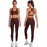 EFOGEP Women's Workout Sets 2 Piece Yoga Tank Top, High Waisted Leggings, Matching Workout Set for Gym, Yoga, Training