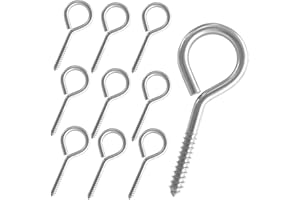 THSIREE 10 PCS Screw Eyes, Stainless Steel Eye Hooks, Heavy Duty Eye Bolts Screw in, Self-Tapping Eyelet Screw for Indoor & Outdoor, 2.5 inches