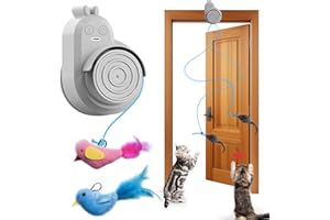 CATPICK Interactive Cat Toys for Indoor Cats Automatic Electric Flying Bird Feather Cat Toy - Best Kitten & Adult Cat Enrichment Toy Stick-on Hanging Electric Kitty Toys for Bored Cats