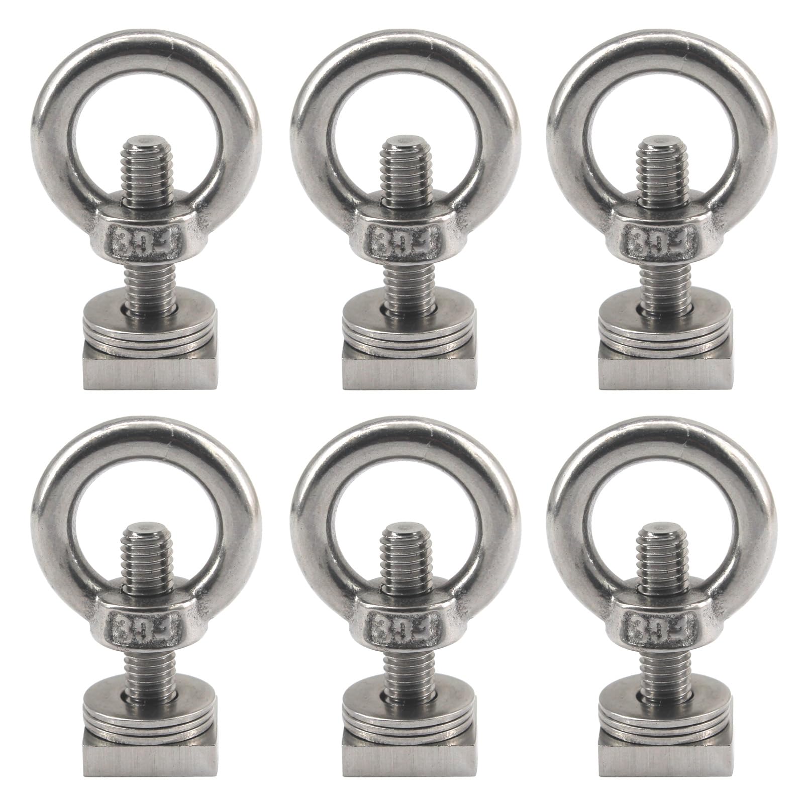 M8x30mm 304 Stainless Steel T Slot Eye Bolts Track Mount Tie Down T Track Bolt For Roof Rack(6 Pieces)