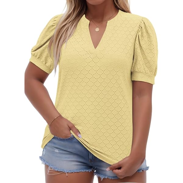 Fanxing Plus Size Hide Belly Shirts For Curvy Women Petal Short Sleeve V Neck T Shirts Loose Fit Tunic Dressy Blouses Comfort Henley Tops Sky Blue 4xl
