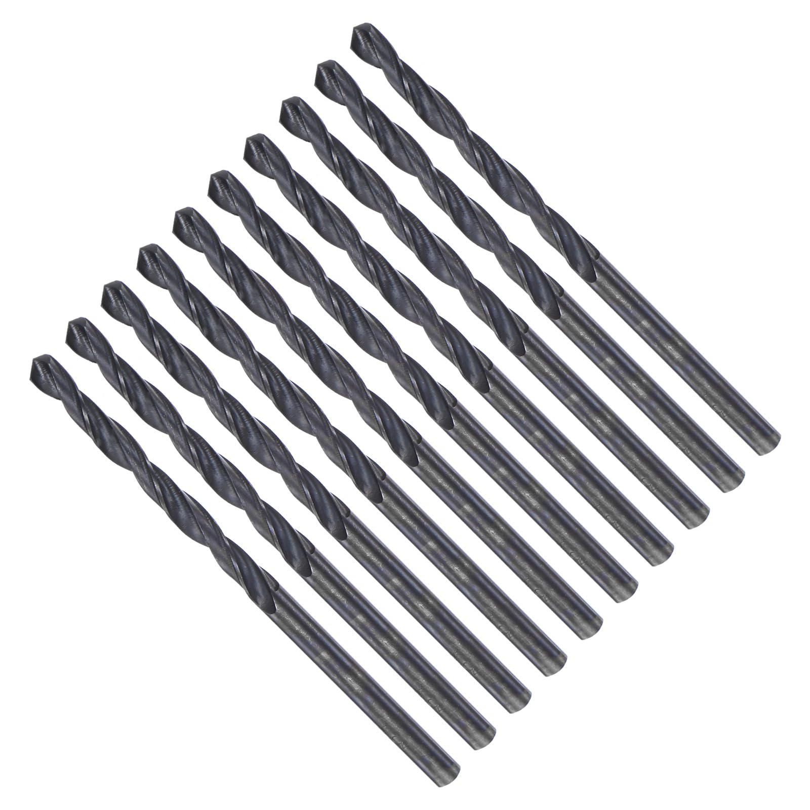 CoCud Twist Drill Bits, 3.7mm Cutting Diameter 0.15" Shank, High-Speed Steel Black Oxide Coating Jobber Bit Set (Applications: for Metal Wood Plastic), 10-Pieces