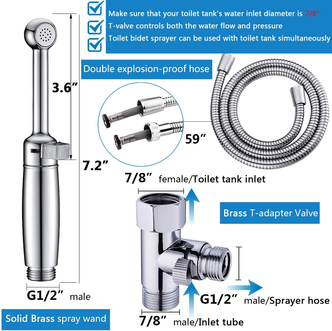 Handheld Toilet Bidet Sprayer Sontiy Cloth Diaper Sprayer Bathroom Jet Spray Bidet Faucet Adjustable Pressure Control Solid Brass White Tools Home Improvement Bidet Faucets Fcteutonia05 De