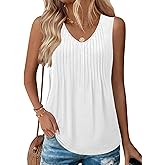Zeagoo Womens Tank Tops 2026 Sleeveless Pleated V Neck Loose Fit Summer Clothes Flowy Boho Shirts
