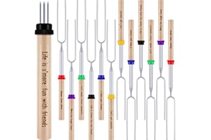 Sunnychicc 12 Pcs 32 Inch Marshmallow Roasting Sticks Bulk Smores Sticks for Fire Pit Long Fork Hot Dog Campfire Cooking Equipment Camping S'mores Gear Accessories Outdoor