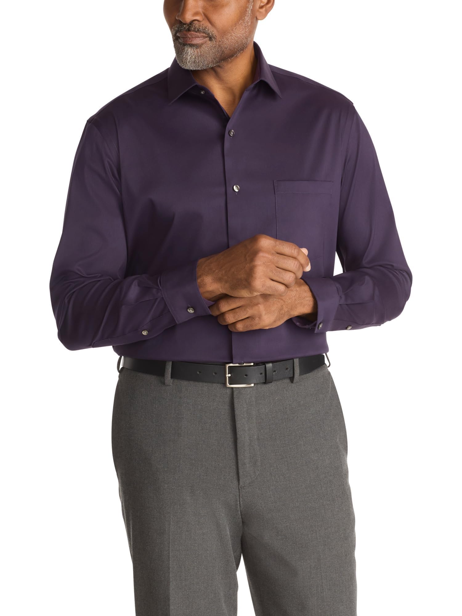 Van Heusen Men's Dress Shirt Regular Fit Ultra Wrinkle Free Flex Collar Stretch Solid Image