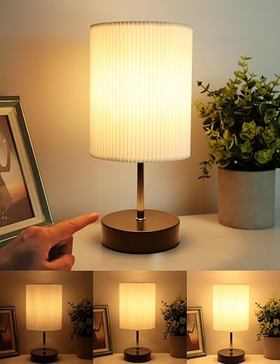 HSLighting Bedside Lamp Touch Control 3-Way Dimmable LED Black