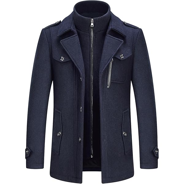 FTCayanz Men's Wool Coat Winter Slim Fit Pea Coats Single Breasted