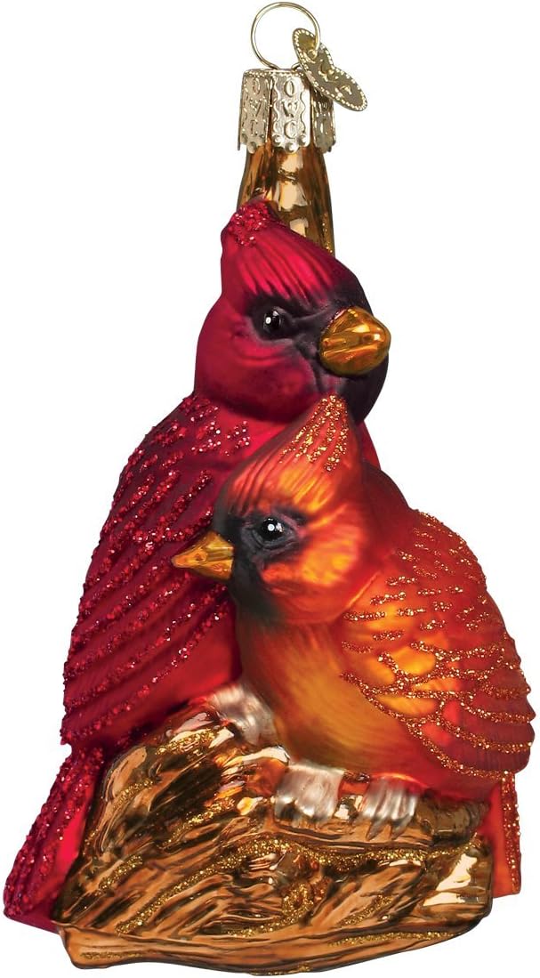 Ornaments - Old World Christmas Pair Bird Watcher Collection Glass Blown Ornaments for Christmas Tree,Northern Cardinal