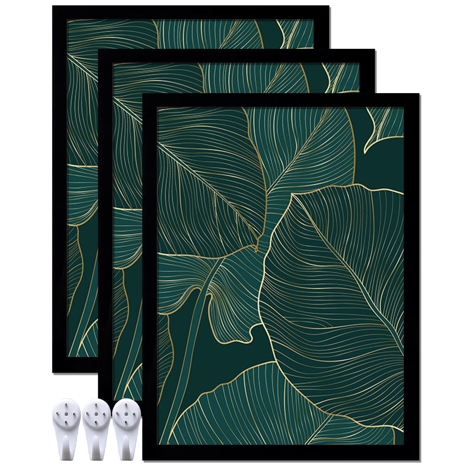 keibiubu Black Picture Frame Set of 3, 18x24 Picture Frame for Photo Poster Canvas Certificate Document Display Horizontally or Vertically High Transparent Wall Gallery(Size 18 x 24 inches) Image