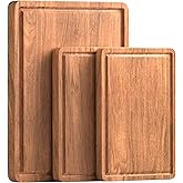 Wooden Cutting Boards for Kitchen Acacia Wood Cutting Board with Juice Groove Built-in Handle Cutting Board Set for Meat Fruits Vegetables