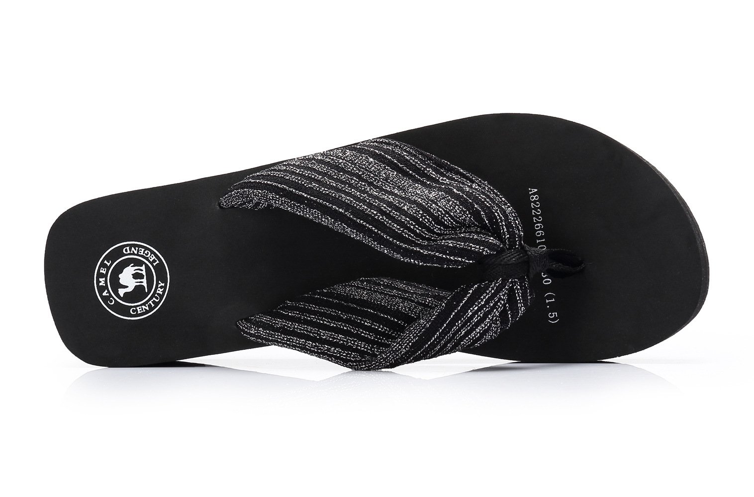 CAMEL CROWN Women\'s Comfy Casual Wedge Heel Thong Flip Flop Beach Sandals Color Black, Size 7